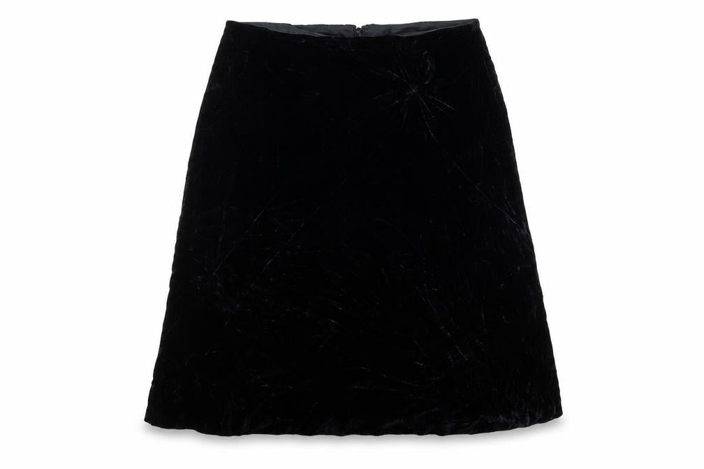 Front view of Turnover women’s black swing skirt, size UK 10