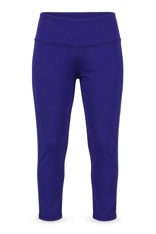 Front view of Queenieke women’s blue cropped leggings, size S, 26-inch leg