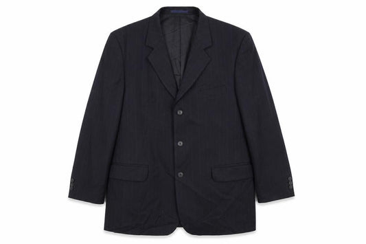 Front view of Daniel Dresscott men’s blue striped jacket blazer, size 44