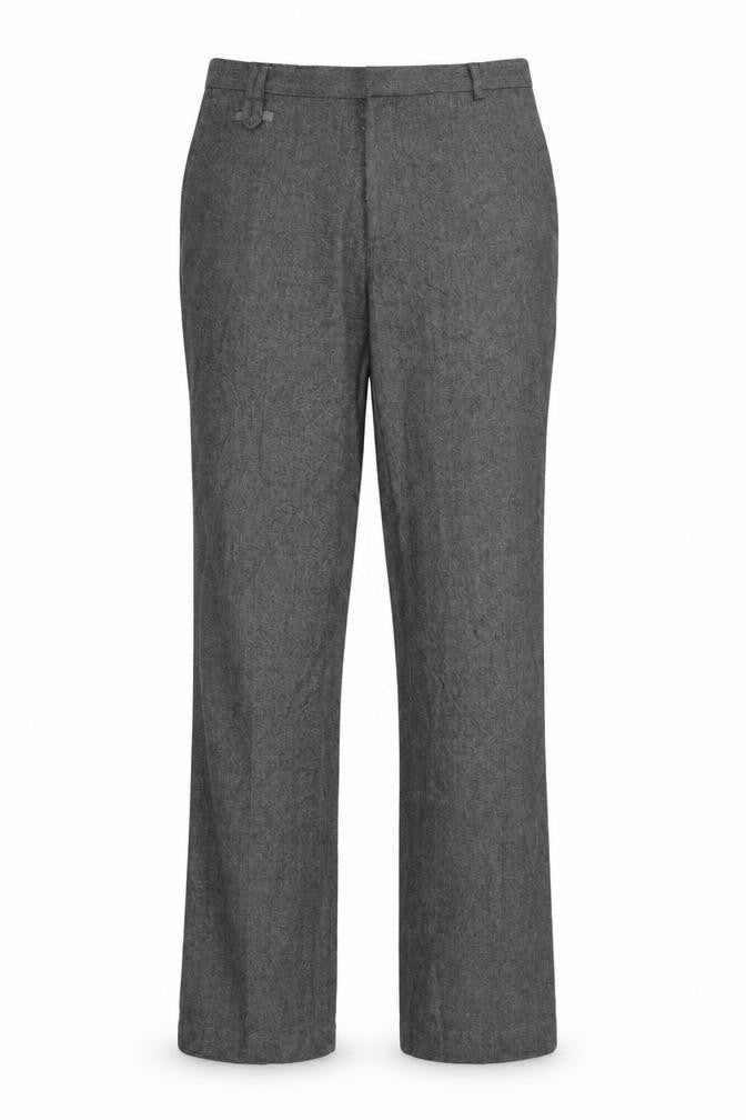 Front view of River Island women’s grey trousers, size UK 34, 32-inch leg
