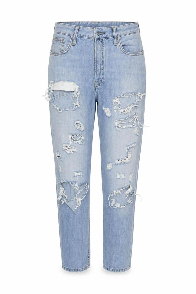 Front view of Topshop women’s blue straight jeans, size UK 30, 30-inch leg