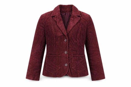 Front view of H&M women’s red jacket, size UK 6