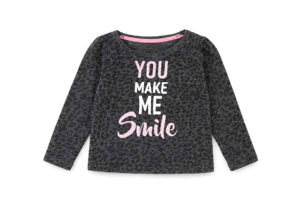 Front view of Primark girls’ black basic t-shirt, size 2-3, years