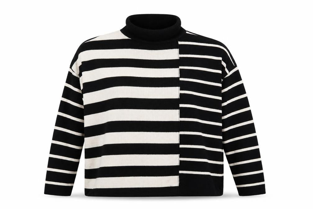 Front view of Wallis women’s black striped jumper, size S