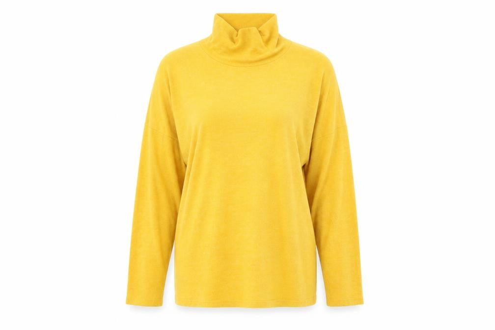 Front view of H&M women’s yellow jumper, size L