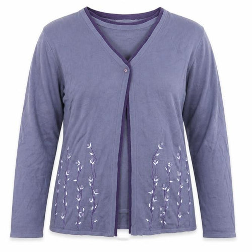 Bonmarché Womens Purple  Knit Cardigan Jumper Size M  - Top and cardigan in one