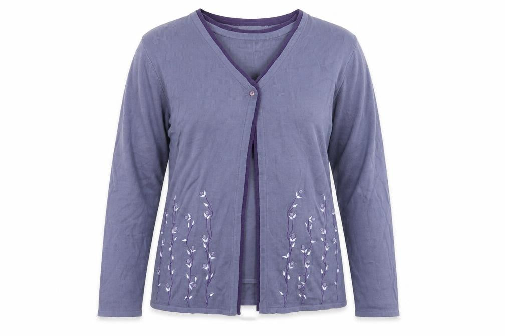 Bonmarché Womens Purple  Knit Cardigan Jumper Size M  - Top and cardigan in one