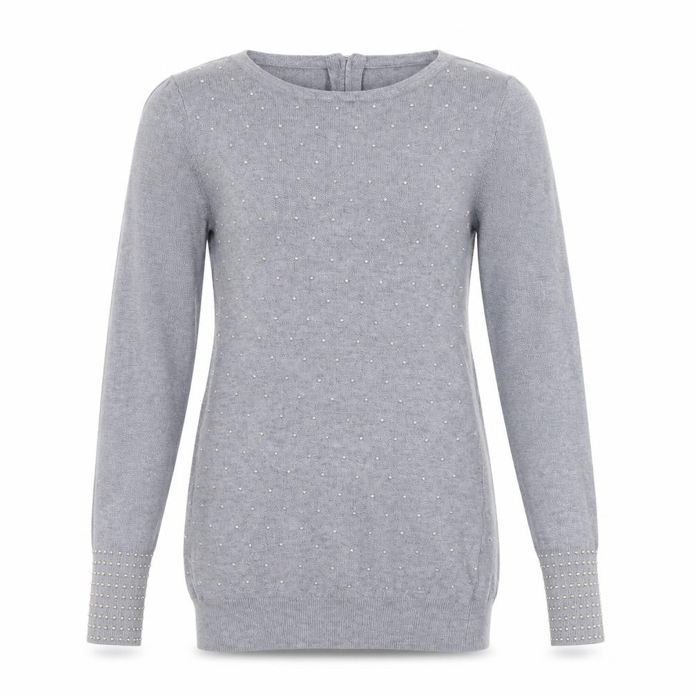 Front view of Minority women’s grey knit jumper, size S