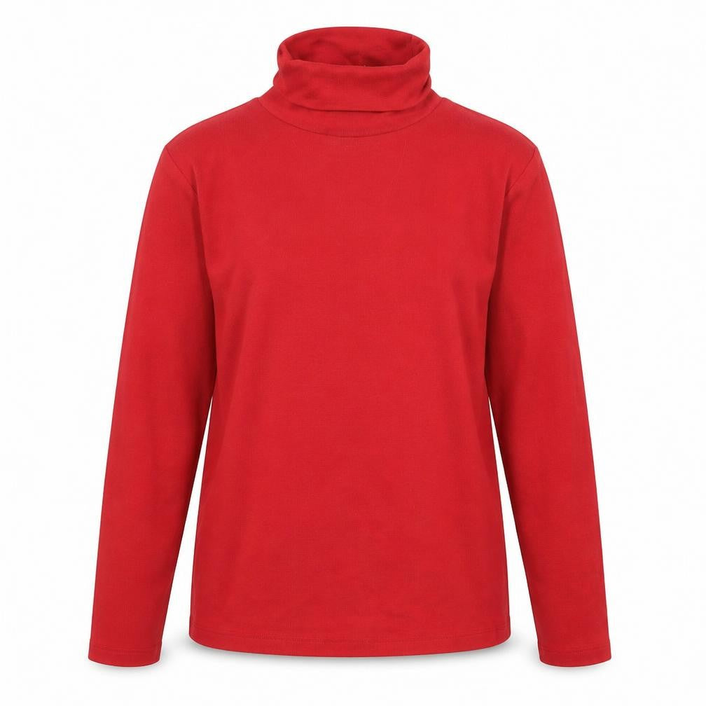 Front view of Emreco women’s red knit jumper, size UK 14