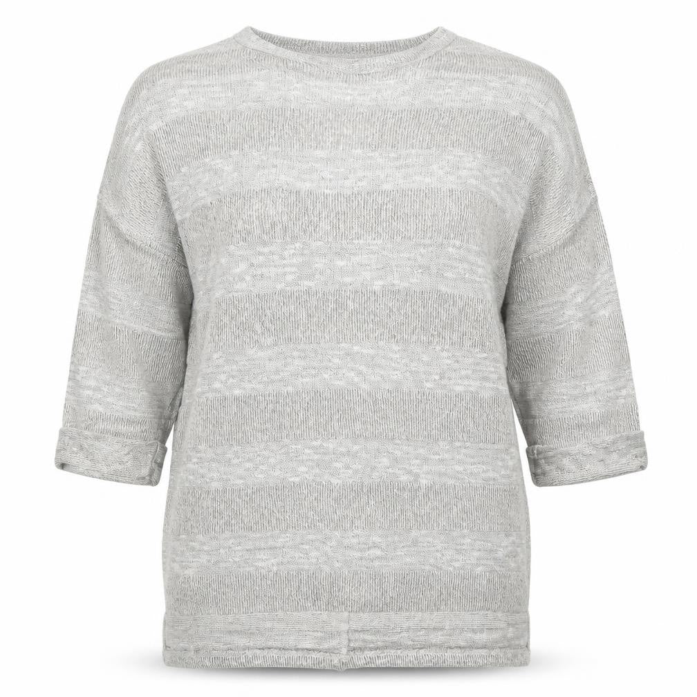 Front view of Papaya women’s silver striped jumper, size S