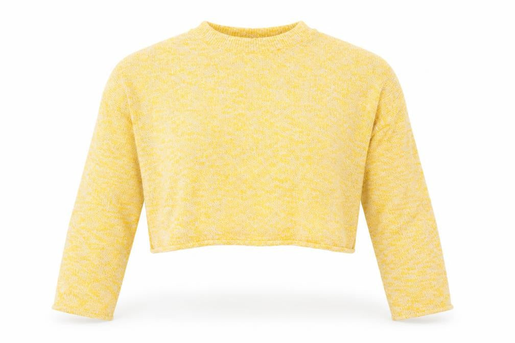 Front view of H&M women’s yellow knit jumper, size L