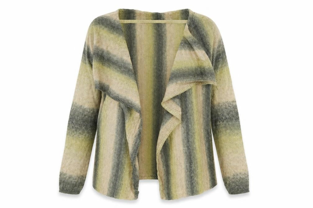 George Womens Beige Striped Knit Cardigan Jumper Size 14