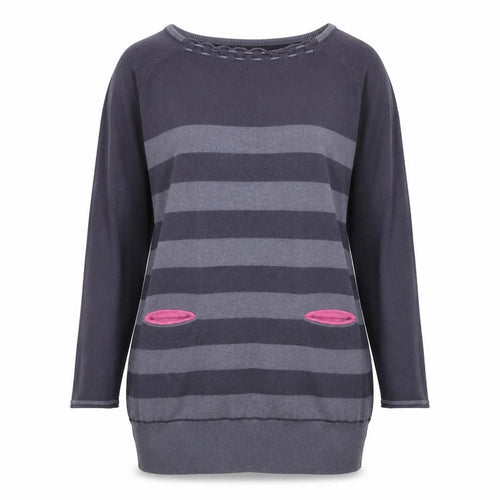 Bip Bip Womens Purple Striped Knit Pullover Jumper Size XL
