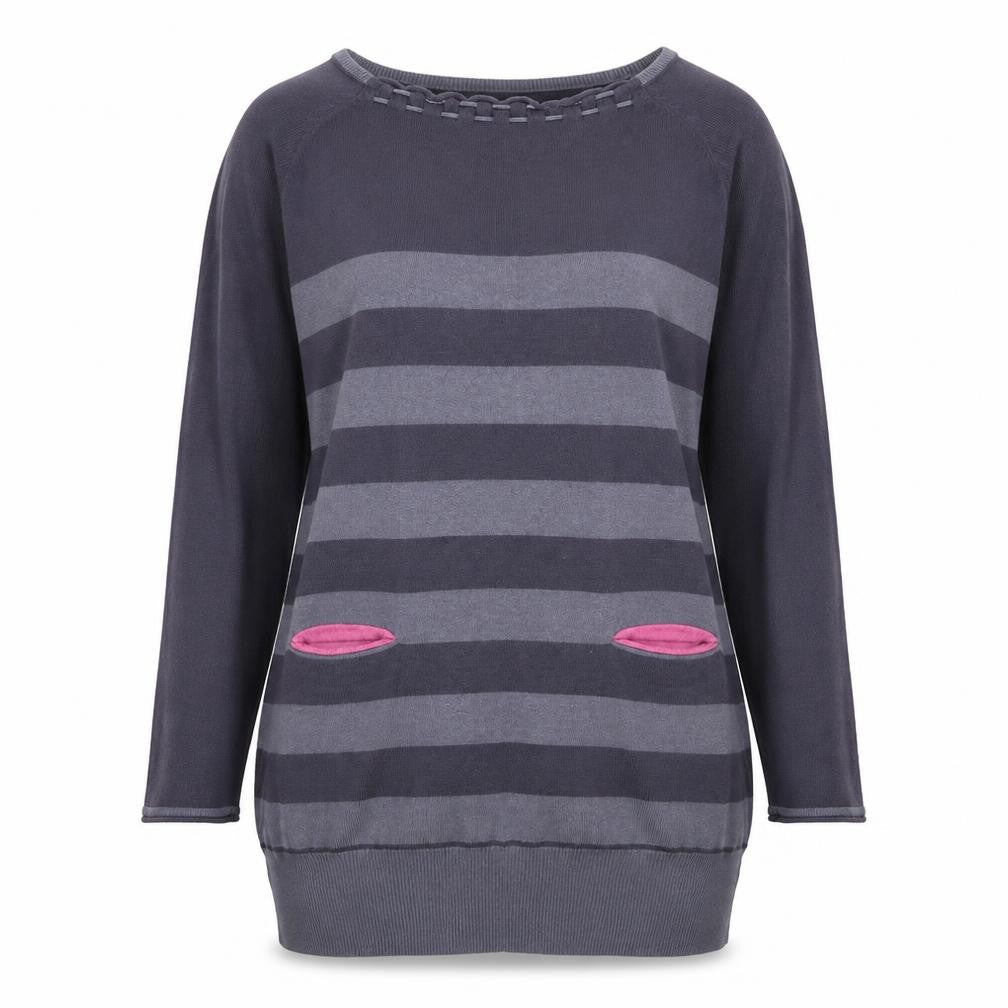 Bip Bip Womens Purple Striped Knit Pullover Jumper Size XL