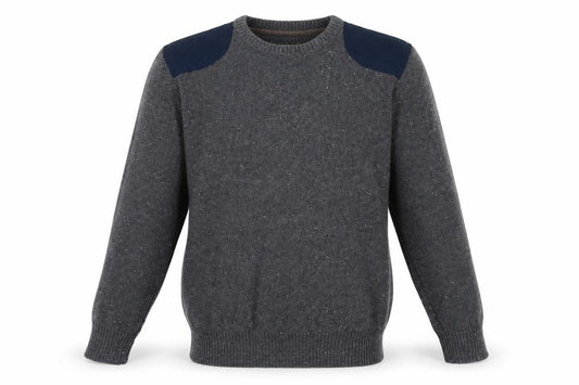 Front view of Easy men’s grey knit jumper, size M