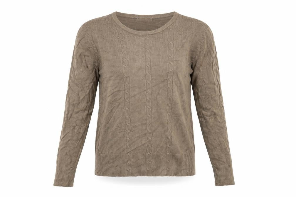 Front view of Preworn women’s brown knit jumper, size L