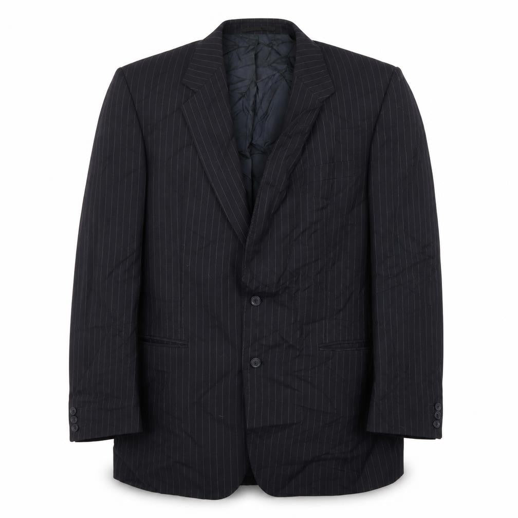 Front view of Varteks men’s black striped jacket blazer, size 42