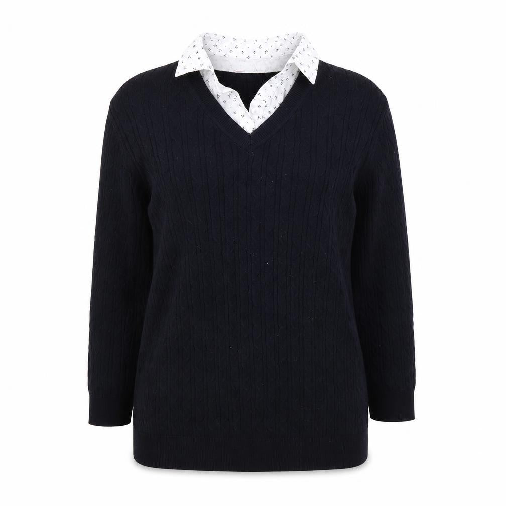 Front view of Julipa women’s blue knit jumper, size UK 12