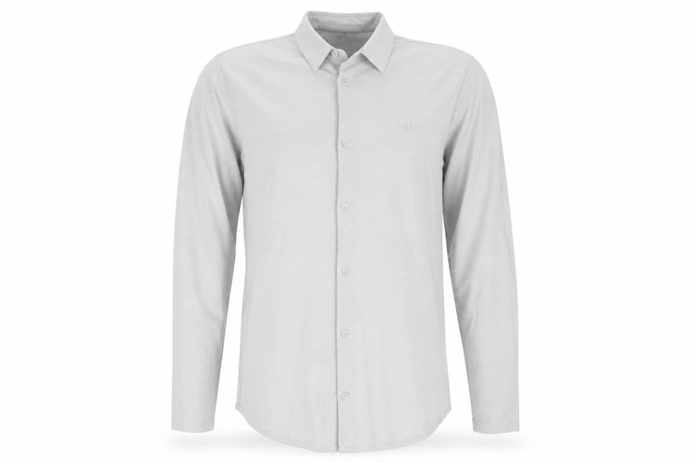 Front view of River Island men’s grey button-up, size M