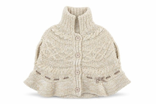 Front view of Matalan girls’ beige cardigan jumper, size 12-18, months