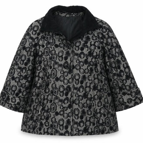 Roman Womens Black Floral  Jacket  Size M