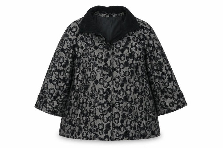 Roman Womens Black Floral  Jacket  Size M