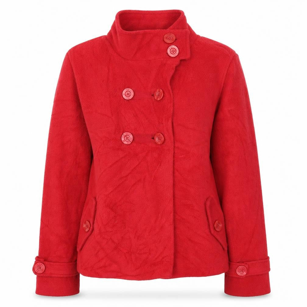 Front view of Next women’s red gilet jacket, size UK 12