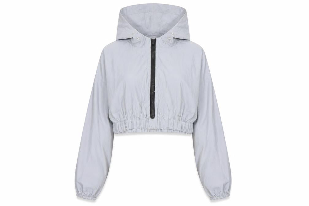 Front view of Preworn women’s grey jacket coat, size L