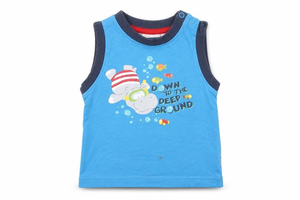 Liegelind Boys Blue Animal Print  Basic T-Shirt Size 3-6 Months