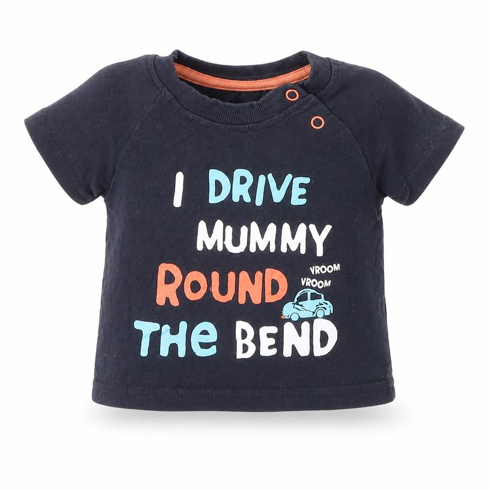 Front view of George boys’ blue basic t-shirt, size 3-6, months