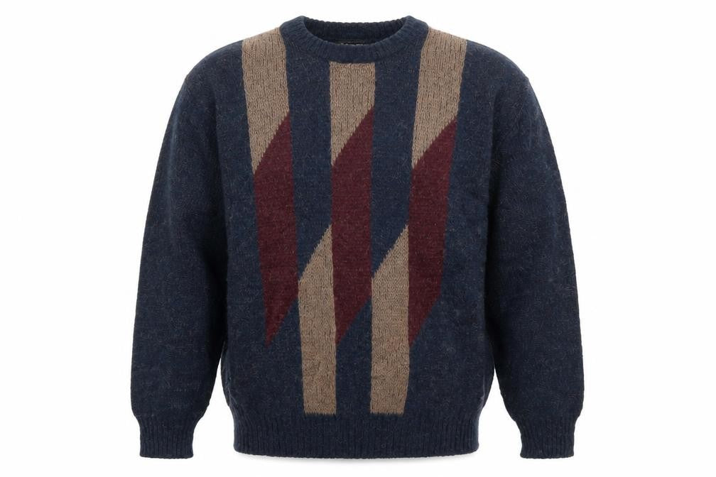 Banner Mens Blue Geometric  Henley Sweatshirt Size L