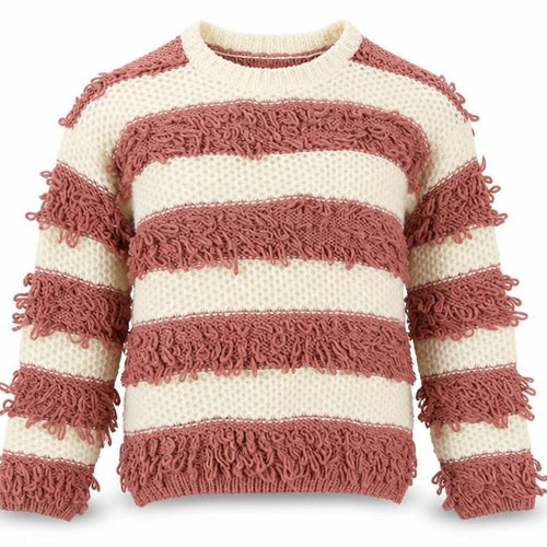 I love girlswear Girls Pink Striped Knit Pullover Jumper Size 10-11 Years