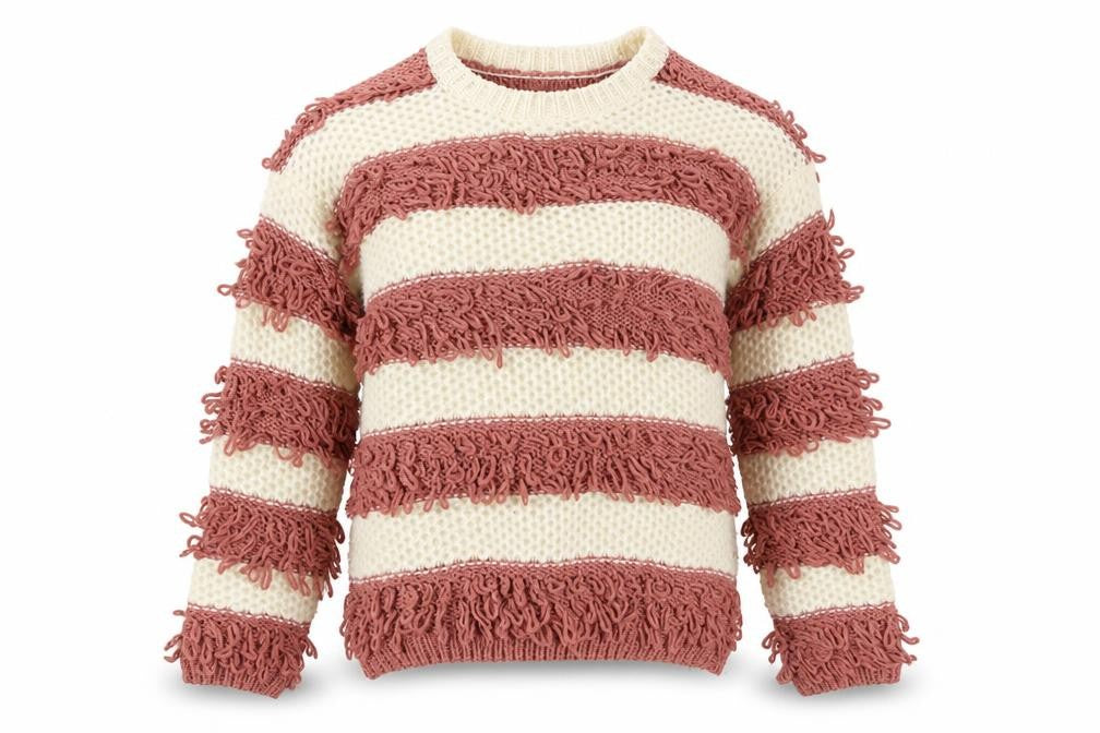 I love girlswear Girls Pink Striped Knit Pullover Jumper Size 10-11 Years