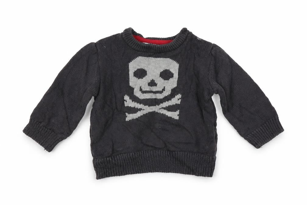 Front view of F&F girls’ grey geometric jumper, size 3-6, months