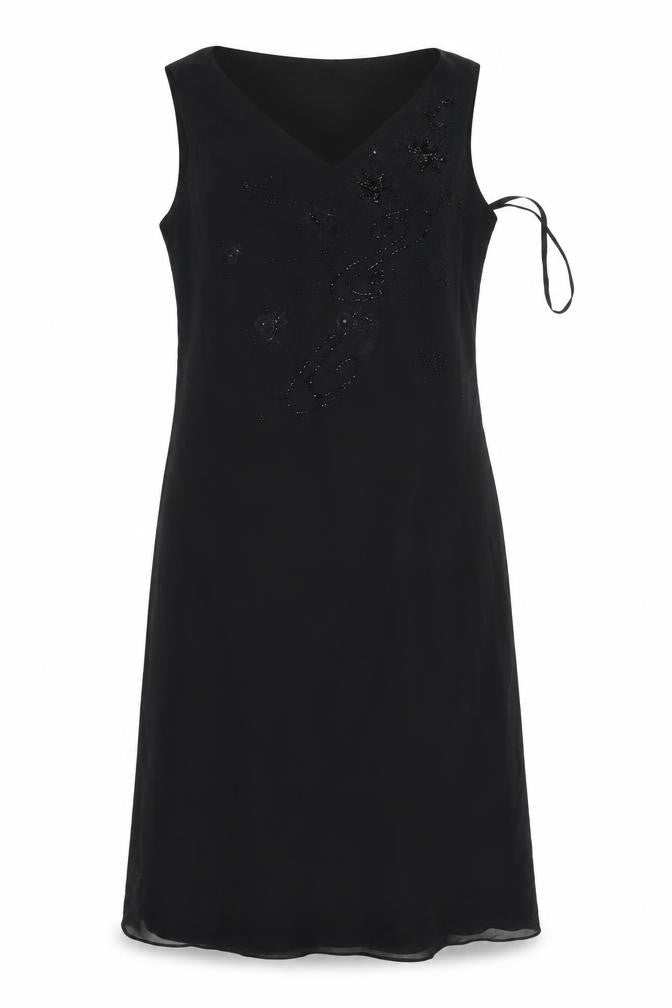 Front view of Anne Brooks women’s black a-line, size UK 12