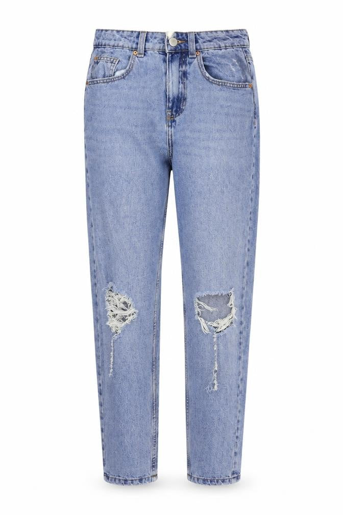 Front view of Denim & Co. women’s blue straight jeans, size UK 8, 25-inch leg