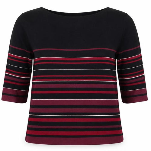 Monsoon Womens Black Striped  Pullover Jumper Size L