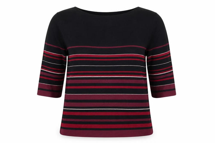 Monsoon Womens Black Striped Pullover Jumper Size L