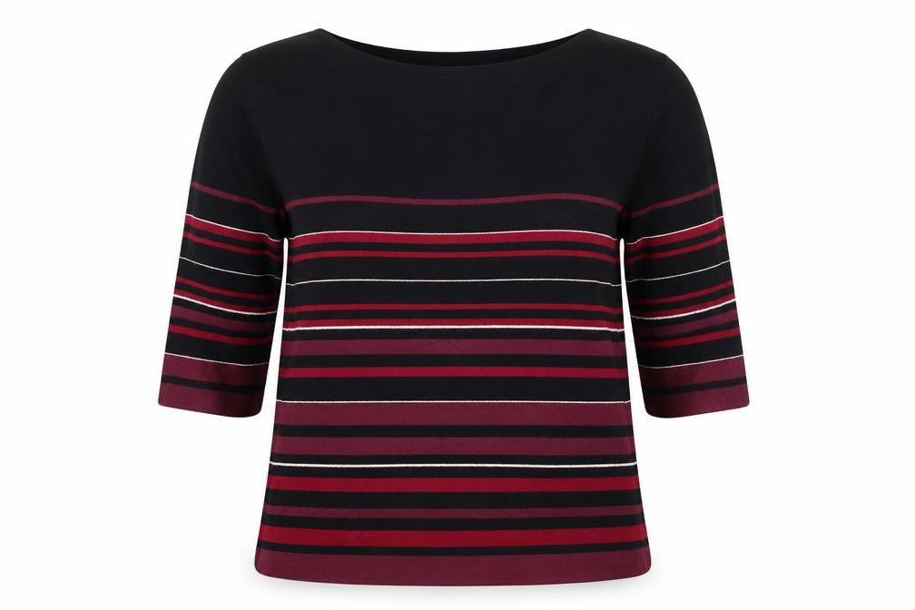 Monsoon Womens Black Striped  Pullover Jumper Size L