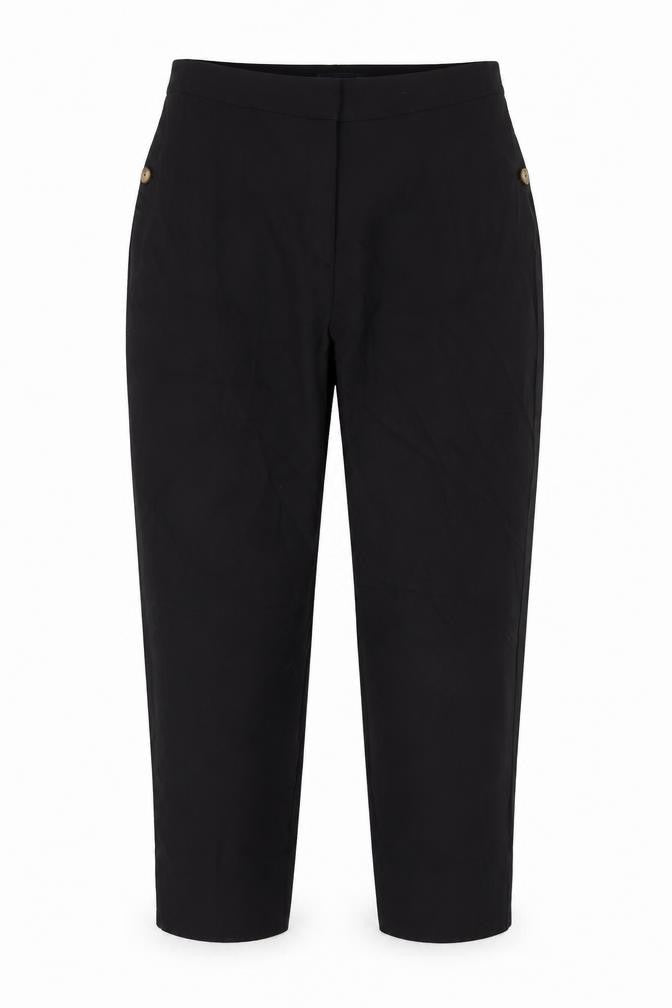 Front view of Marks & Spencer women’s black trousers, size UK 14, 26-inch leg