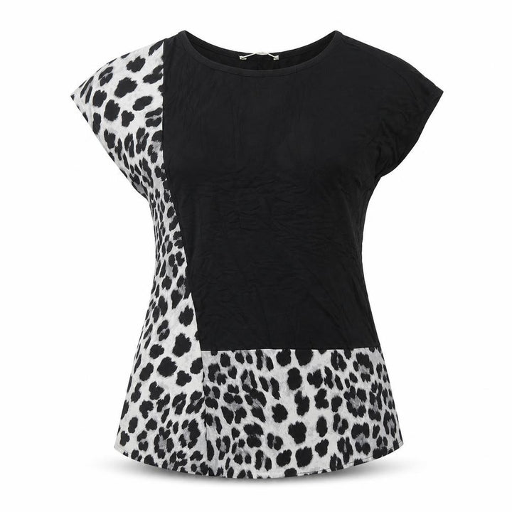 Oasis Womens Black Animal Print Basic T-Shirt Size S