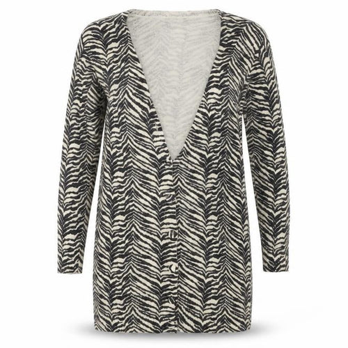 Initial  Womens Black Animal Print  Cardigan Jumper Size L
