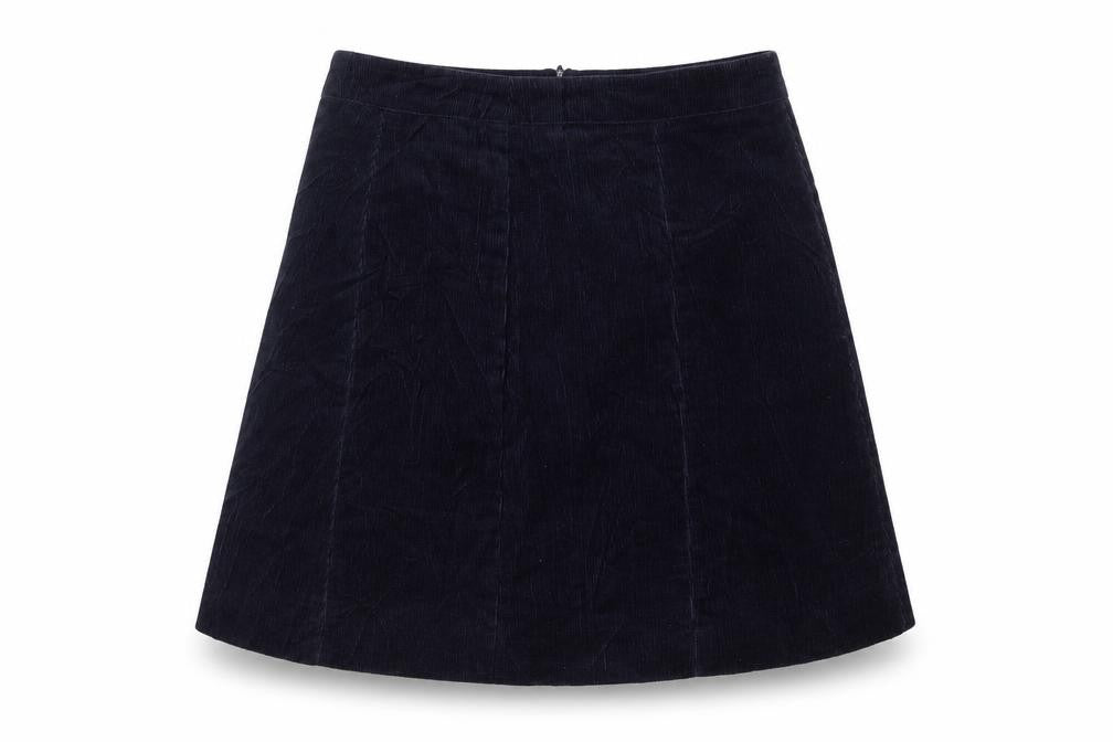 H&M Womens Blue  Corduroy A-Line Skirt Size 8