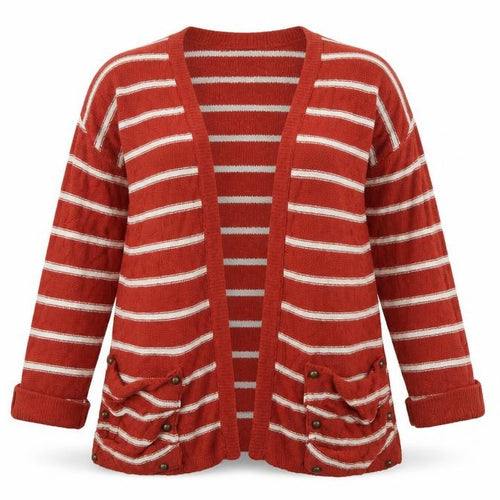 Dreams Womens Brown Striped  Cardigan Jumper Size M
