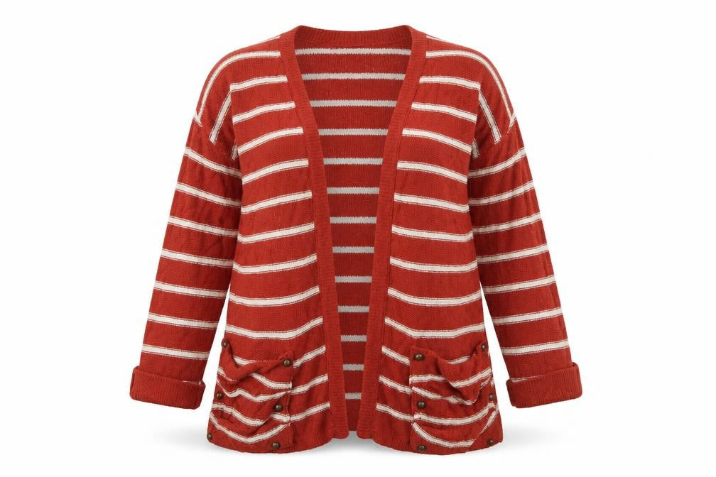 Dreams Womens Brown Striped  Cardigan Jumper Size M