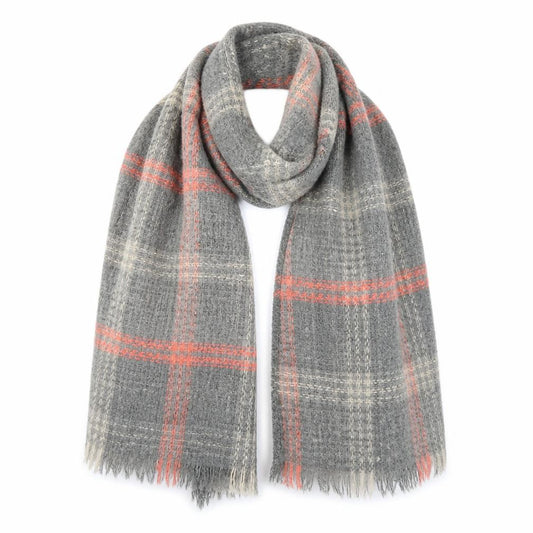 Front view of Preworn women’s grey geometric shawl/wrap