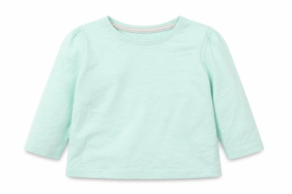 Front view of Primark girls’ green basic t-shirt, size 12, months