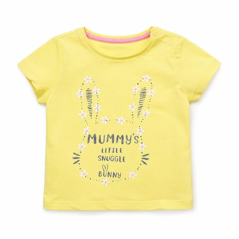 Fred & Flo Girls Yellow   Basic T-Shirt Size 6-9 Months