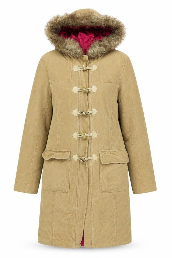 Front view of Butterfly women’s brown overcoat coat, size UK 8