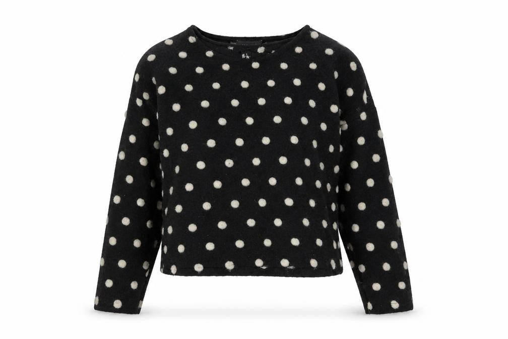 Front view of New Look women’s black polka dot jumper, size S